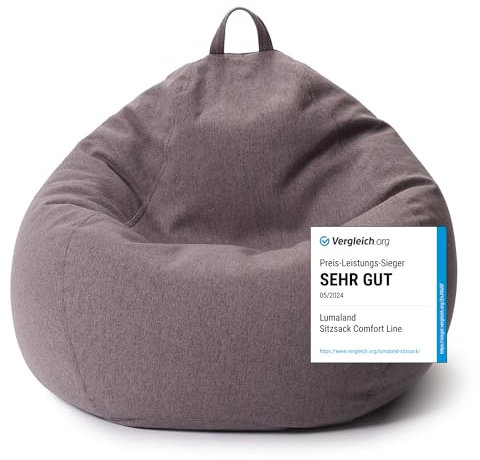 Lumaland Sitzsack Comfort Line | Indoor Beanbag 90x110x50cm mit mehr als 1,9 Mio. anpassbaren EPS-Perlen | Weiches & Komfortables Bodenkissen | Sessel für Kinder & Erwachsene | 250 L [Dunkelgrau]