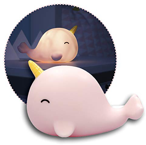 Reerlumilu Sea Life Narwhal, süßes Narwal-Nachtlicht, tolles Taufgeschenk, Geburtstags-Geschenk für Jungen und Mädchen, 52284, rosa
