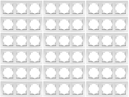 McPower Rahmen Flair 3-fach weiß | 18er-Pack | Hochwertiger Kunststoff | Modernes Design | 223x81mm | IP20 | für Schalter & Steckdosen