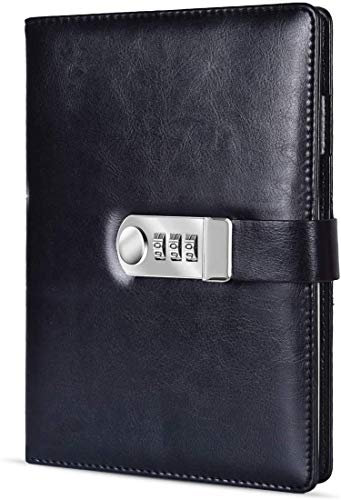 AccuPrints PU Leather 2024 Notebook Diary with Lock, Size 6 ny 8 inch or A5 with Combination Password Journal- Pages 200 undated