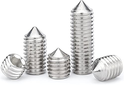 ANSIEDIO Cone Point Grub Screws, 304 Stainless Steel Hex/Allen Key Socket Cone Point Grub Set Screws, M5×5mm,20 pcs