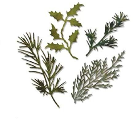GIVBRO Stanzschablonen aus Metall mit weihnachtlichen Tannenzweigen, Prägeschablone für Kartenherstellung, Scrapbooking, DIY, Album, Papierkarten