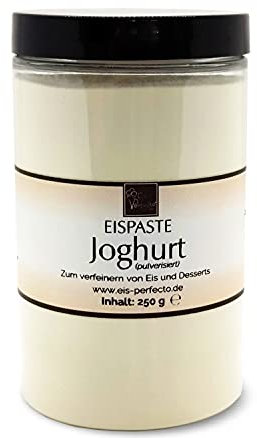 Joghurt Eispaste (pulverisiert) für schmackhaftes Joghurt-Eis » Auch lecker zum Verfeinern von Desserts, Getränke, Pralinen Torten und vielem mehr » Inhalt 250 g
