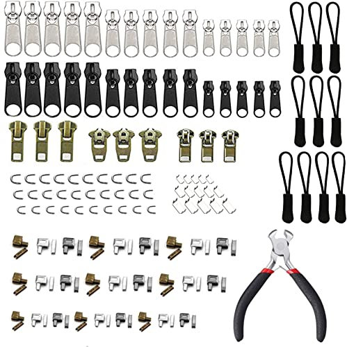 Adisno 149 Stück Reißverschluss Ersatz Set, Ersatz Reißverschluss Zipper Set, Reißverschluss Reparatur mit Installieren Zange für Jacke, Zelt, Gepäck, Schlafsack, Koffer