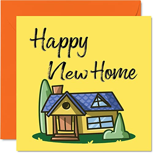 Stuff4 Happy New Home Card Fun - Happy New Home - Biglietti di auguri per l'inaugurazione della casa nuova, biglietti di auguri per il trasloco, 145 mm x 145 mm, per amici e familiari
