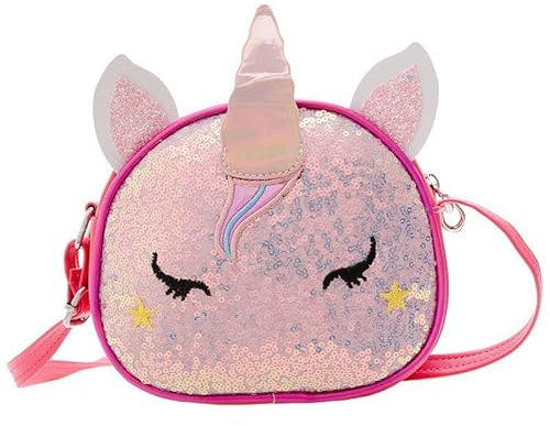 Niooce Umhängetasche Einhorn Kinder Mädchen Umhängetasche Pailletten für Mädchen und Jugendliche (Rose Rot), Einheitsgröße