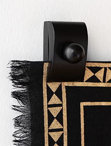 4 Quilt Hangers for Wall for Display, Decorate with Your Blanket and Tapisry Hangers, Wooden Rug Hangers for Wall Hangings (Black, 4 Clips with Hardware)