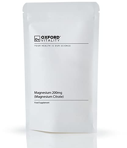 Magnesium 200mg Capsules (Magnesium Citrate 1,380mg) | Vegan and Vegetarian | High Strength | Muscle and Bone Function | Nervous Function | Electrolyte Balance | Metabolism | Oxford Vitality