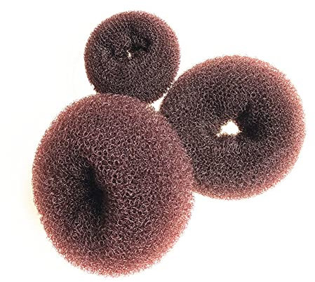 Donut Duttkissen 3 Stück Duttringe Donut Hair Bun Maker? Set für Chignons, für Mädchen, Damen, Haarstyling Frisurenhilfe Zubehör, Nylon Haargummi (Braun)