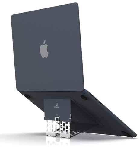 MAJEXTAND Paper-Thin MacBook Stand, Laptop Riser, Slim Portable Ergonomic Ventilated Stand, 6 Adjustable Heights from 2.1 to 3.6, Compatible with Laptops Up to 18”, US Patented (Midnight)
