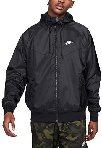 NIKE Veste coupe-vent à capuche pour homme, noir/noir, Medium