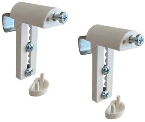 tendaggimania® Coppia Supporti Senza Foro per Tenda - Ganci No Foro Tende a Rullo - Gancio per Tenda a Vetro Proteggi infisso - Spessore Regolabile Max 3cm - Colore: Bianco
