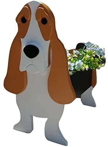 KAXIAA Dog Planter Plant Pots,Cute Animal Shaped Cartoon Flower Planter, Unique Dog Design Garden Plant Pots,Planters for Outdoor,Patio Decoration,Basset Hound