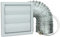 VENTS Cooker Hood Duct Vent Kit, 125mm (4-inch) Diameter. Grey Louvered Grille, 2 Jubilee Clips, 3 Meters Semi-Rigid Metal Aluminium Ducting
