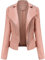 Giubbotto Ecopelle Donna Con Borchie - Giacca Biker Similpelle Finta Pelle Sintetica - Curvy Primavera Rosa XL