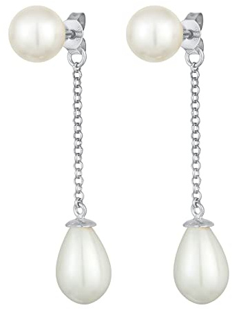 Nenalina Ohrstecker 925 Silber Damen Ohrringe mit Muschel Perlen Tropfen