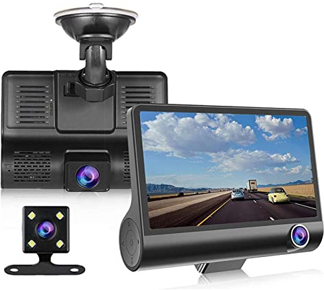 Dashcam für Autos, 4 Zoll Bildschirm 1080P DVR Auto Fahrrekorder, Auto Dashboard Kamera mit 64M DDR 170° Winkel G Sensor WDR Parkmonitor Bewegungserkennung