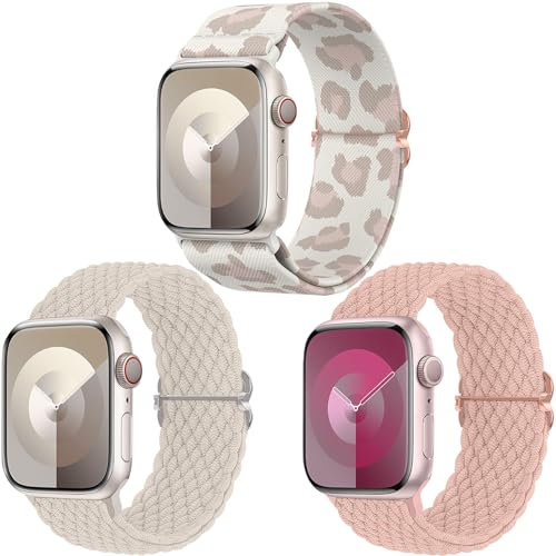 Delidigi Stretchy Straps for Apple Watch Strap 38mm 40mm 41mm 42mm 44mm 45mm 46mm 49mm Women Men, 4 Pack Nylon Adjustable Sport Band for iWatch Ultra 3/2/1 Series 11 10 9 8 7 SE3 SE2 SE 6 5 4 3