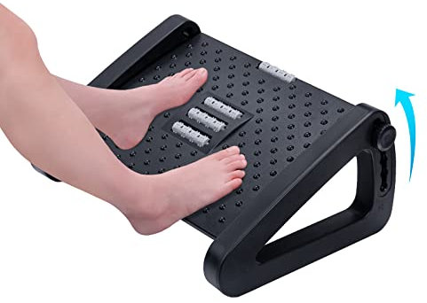 Repose pieds de bureau ajustable, robuste et ergonomique, soulage la douleur et offre un soutien corporel, effet de massage confortable pour une meilleure circulation sanguine dans les jambes.