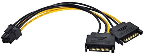 CY Dual SATA 15Pin Power to PCIE 6Pin Power Supply Adapter Converter Cable per EPS 12V Scheda Grafica