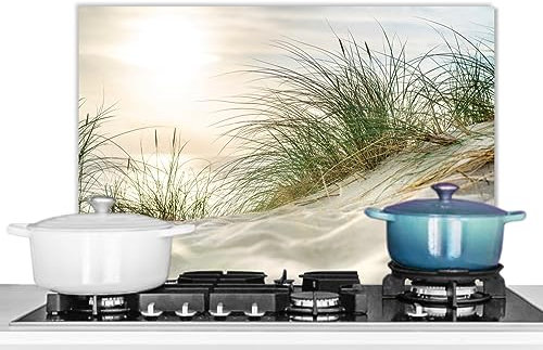 KitchenYeah© Antisalpicaduras Cocina 60x40 cm Protector Salpicaduras Pared Chapa Aluminio Kitchen Panel Vitrocerámica Accesorios Salpicadero Decoración Duna - Islas - Agua