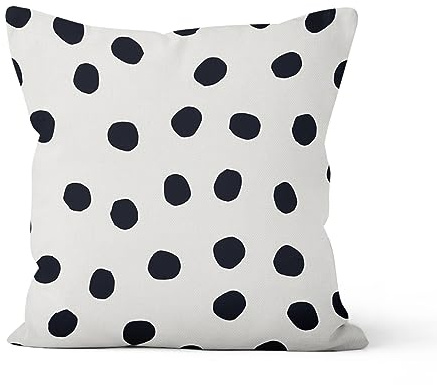 MIRRORANG Schwarze und weiße Polka Dots werfen Kissenbezüge, Home Decor Sofa Kissenbezüge, Polyester Leinen 46x46cm, schwarz und weiß