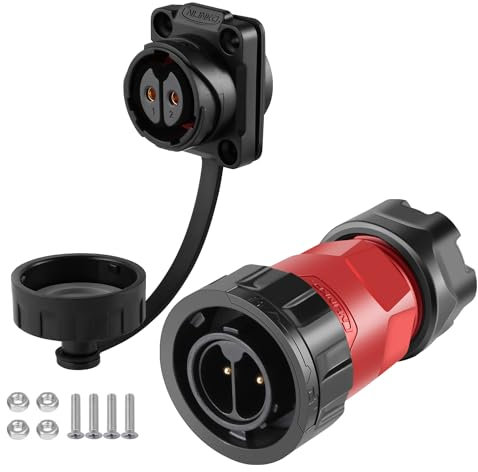 CNLINKO YM-20 2-PIN Wasserdichter Steckverbinder, IP68 Rundsteckverbinder, Schnellsteck-Aviation-Steckverbinder, PBT-Plastikgehäuse-Lötsteckverbinder M20 Männlich-Weiblich-Flanschbuchse (2 PIN)
