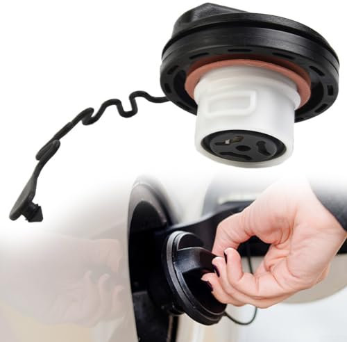 QOXEZY Tankdeckel für Volvo S40 C30 V50 C70 2004+, Auto-Tank-Gaseinfülldeckel, Haltegurt, Kunststoff, Schwarz, Autozubehör