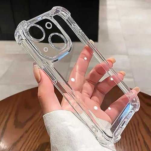OWM Clear iPhone 15 Plus Case Phone Cover Transparent Silicone Gel Shockproof Protective Case for iPhone 15 Plus With [Built-in Lens Screen Protector]