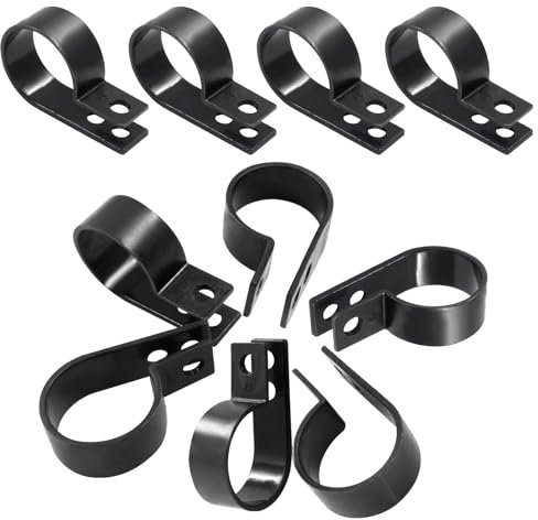 Cjueiom 20Pcs 25mm R-Type Cable Clip Wire Clamp, Nylon R-type Clamp Organizer Cord Clips Fit Cable Dia 21-25mm, Black Cable Clamp Cord Fastener Clips for Wire Management