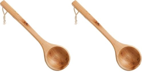 Saunakelle Holz I Saunalöffel Groß I Aufgusskelle Sauna I Hochwertiges Saunazubehör I Aus echtem Kiefernholz, 1 Stück (2er Pack)