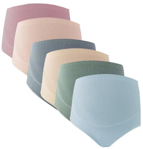 AOOPOO Lot de 6 Culotte de Maternité Femmes Culottes en Coton Doux Pure pour Enceinte Réglable Culotte de Grossesse Taille Haute Soutien Ventre Slip pour Femmes Enceintes de sous-vêtements