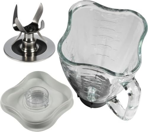 HQRP Juego de tarros de vidrio de repuesto compatible con licuadora Oster Osterizer, 004954-011-090 014709-156-000 004902-003-NP0 084036000000, jarra de 1.75 L, capacidad de 0.46 galones, tapa blanca