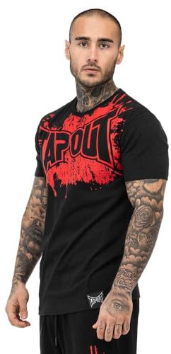 Tapout Herren T-Shirt Normale Passform Splashed, Black/Red, M, 940020
