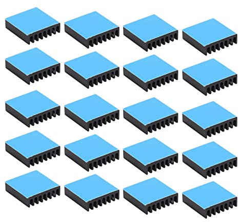 20 Stück Aluminium-Wärme-Aluminium-Kühlkörper, Kühlkörper, 20 Mm, Kühlkörper-Modul, Kühler, Kühlkörper-Set für PC-Chips, Elektrische Geräte (Mit selbstklebender Rückseite)