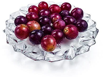 YOtat Fruit Basket Lotus Shallow Bowl Flat Tray Tray Crystal Glass Home Clear Candy Dried Fruit Cut Face Table Decorative Ornament Kitchen Utensils Fruit Dish