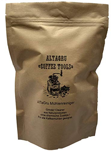 AlTaGru Mühlenreiniger 1kg Packung zur schonenden Reinigung der Kaffeemühle auf Naturbasis - entfetten der Mahlscheiben - Neue Rezeptur zur Staubminderung