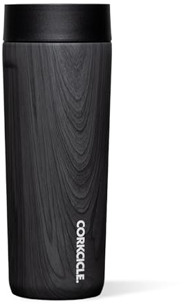 Corkcicle Commuter Cup Travel Mug Stainless Steel Leakproof Travel Coffee Mug Keeps Beverages Cold for 9 Hours and Hot for 3 Hours, Burnt Wood, 17 oz