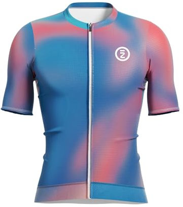 INBIKE Fahrradbekleidung Herren Radtrikot Kurzarm Sommer Fahrradtrikot Kurz Shirt Fahrrad Rennrad Trikot Radsport-Bekleidung Atmungsaktiv Leicht Bunt Blau XL