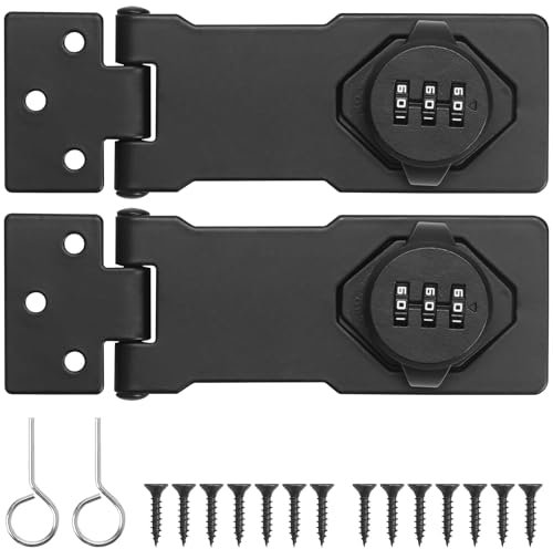 MINSHUXI 2 Pièces Serrure à Combinaison à Code 3 Chiffres - Verrou de Porte, Loquet de Verrouillage pour Boite aux Lettres, Armoire, Hangars, Tiroir