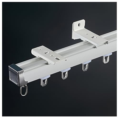 Decken-Vorhangschiene (70cm-600cm) 1-Läufig Gardinen Schienensystem Vorhangschienen Für Wohnzimmer, Badezimmer, Schlafzimmer, Raumteiler(White-wall,110cm/3.6ft)