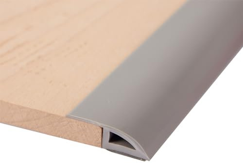 2 M Übergangsprofil Selbstklebend PVC Übergangsleiste türschwellen leiste übergangsleiste selbstklebend Abschlussprofil Tür Schwellen höhenausgleichsprofil Höhe zwischen 7-10 mm (Grau)