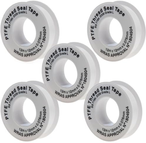 citystores Plumber's Tape 20 Pack - 12m x 12mm White PTFE Thread Seal Tape for Leak-Proof Sealing - Suitable for Plumbing, Gas, Water Pipes