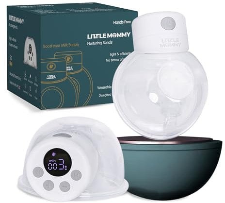 LITTLE MOMMY Hands-Free Double Electric Breast Pump, Wearable Upgraded Seal Design, Touch Control LED Display Electric Breast Pump Portable Low Noise, 2 Modes & 9 Levels Suction, 24MM Flanges