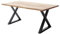Lomadox Esszimmer Tisch Esstisch Massivholztisch 160x90cm Eiche massiv geölt mit Baumkante, X-Gestell schwarz Metall, Massivholz/Echtholz