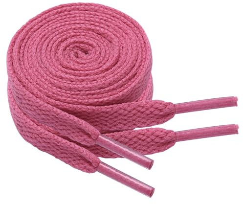 GOODSALEOK 2 Paar Flach Sneaker Schnürsenkel 8 mm Breite Premium Ersatz Schuhbänder für Turnschuhe Boardschuhe Freizeitschuhe Universalmodell Rose 120CM