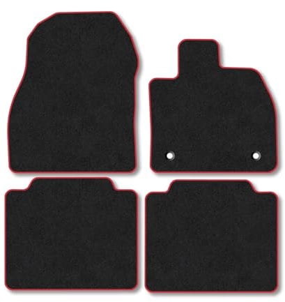 Toyota BZ4X (2022+) Car Mats Accessories Tailored Fit Carpet Floor Mats Non Slip Red Trim Accessory Compatible Front Rear Set Anti Slip Backing Custom Fit Hand-Finished Full Coverage Clips