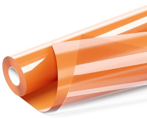 LIKCUT Heat Transfer Vinyl - 12 x 15FT Glossy Orange Iron On Vinyl for Clothes, HTV Cutting Machine, Orange Vinyl Compatible with Heat Press for DIY T-Shirt, Hats, bags,shoes