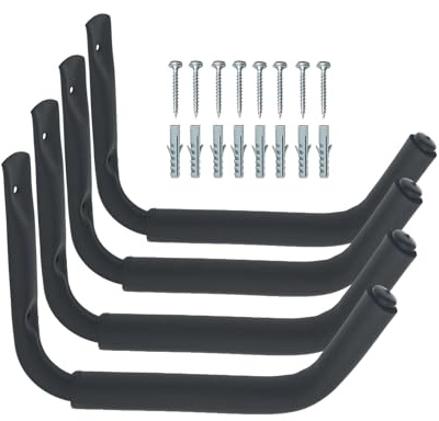 Kayak Haken Schwerewandhalterung für die Innenlagerung Platzsparende Kayak-Aufbewahrung Weich gepolsterte Garage J-Haken Wandhalterung für Fahrräder Kajaks und Leitern (4 Stück)