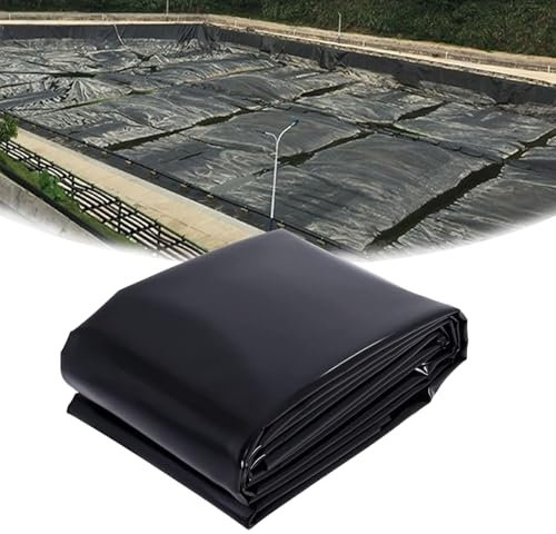 Pounjsd Schwarz HDPE Teichfolien Schwerlast, 3x4m 4x5m 6x6m 8x30m epdm teichfolie, Flexible Teichplane, Folie uv beständig, hochbeet Folie zum auskleiden, Pond Liner, wasserdichte Folie für Teichbau